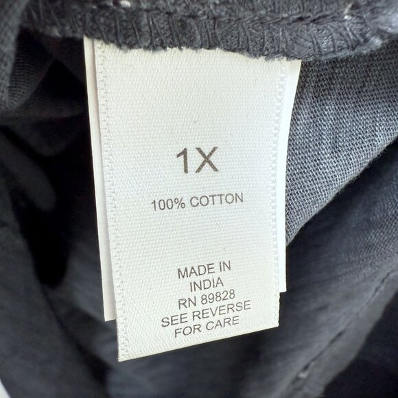 LOGO Lori Goldstein Henley Tee Plus Size 1X Gray Womens Tunic Top 3/4 Sleeve NWT - Picture 8 of 10